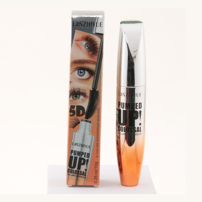 Spacewallart makeup mascara tube with brush, black beauty product for eye lashes, close-up shot.