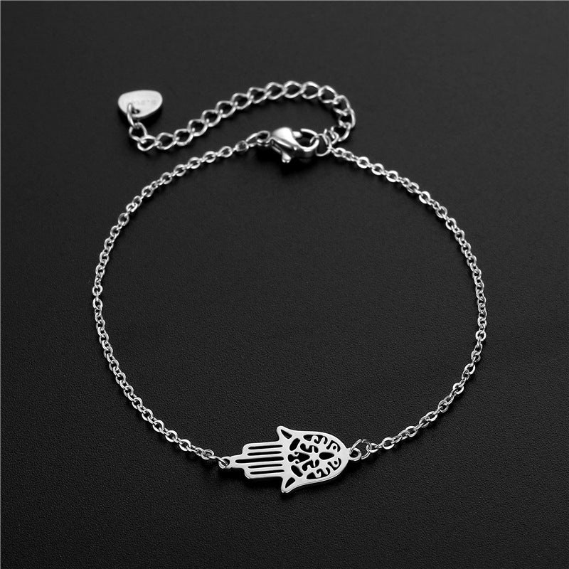 Lucky Turkish stainless steel bracelet from Spacewallart, featuring intricate design details and a polished finish.