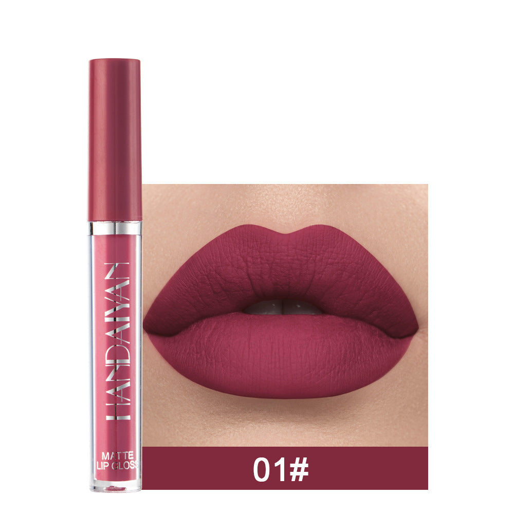 Matte non-stick cup lip gloss in a sleek beauty container, displayed with the Spacewallart brand branding visible.