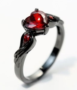 Sparkling Rubby Red Zirconia love rings by Spacewallart, featuring vibrant red stones set in elegant jewelry accessories.