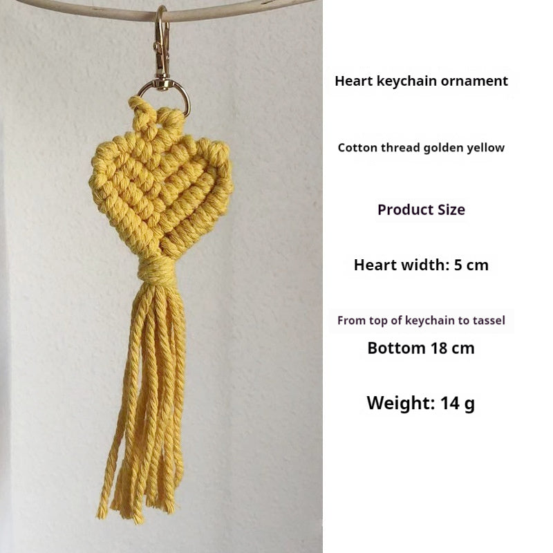 Hand-woven key accessories by Spacewallart, small creative gift, featuring colorful woven designs on keychains.
