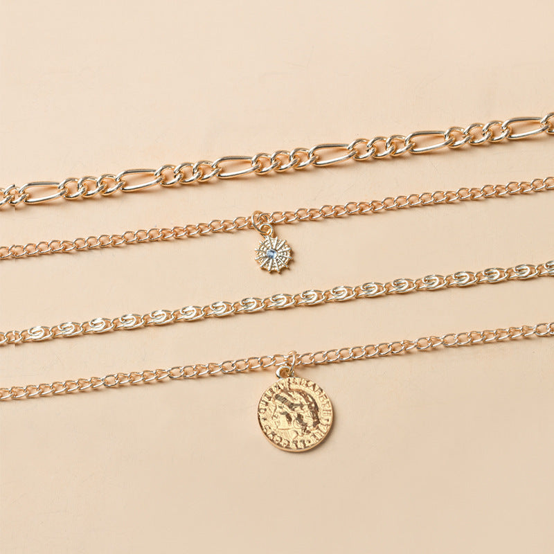 Gold chunky necklace from Spacewallart featuring bold, interlinked chain links, styled as trendy accessories for everyday wear.