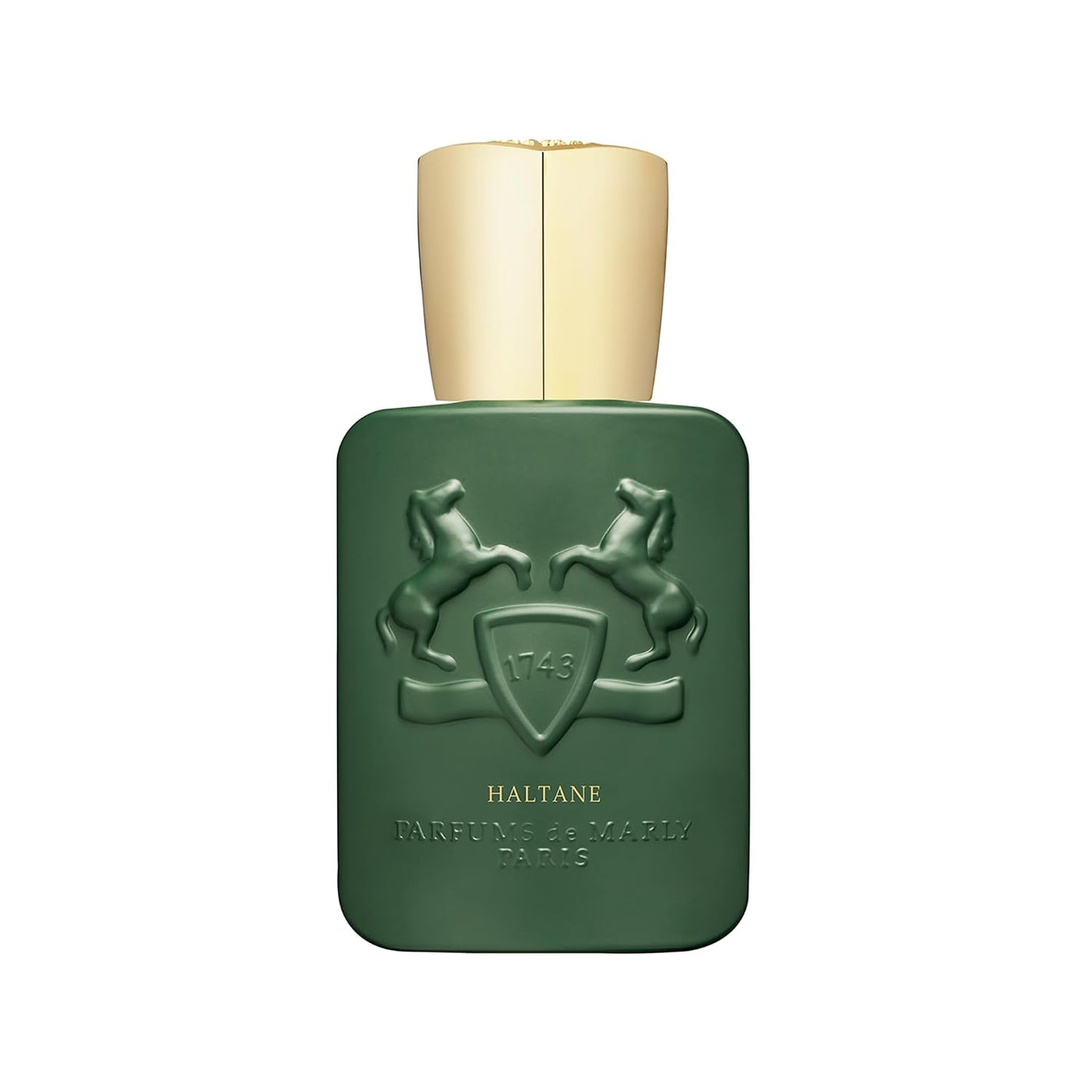 Parfums de Marly Haltane luxury oud and leather parfum in 125ml bottle, featuring elegant gold cap and intricate label design