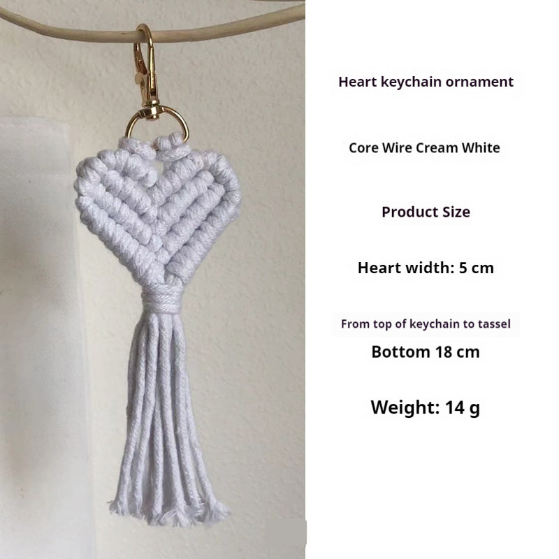 Hand-woven key accessories by Spacewallart, small creative gift, featuring colorful textile designs on a keychain.