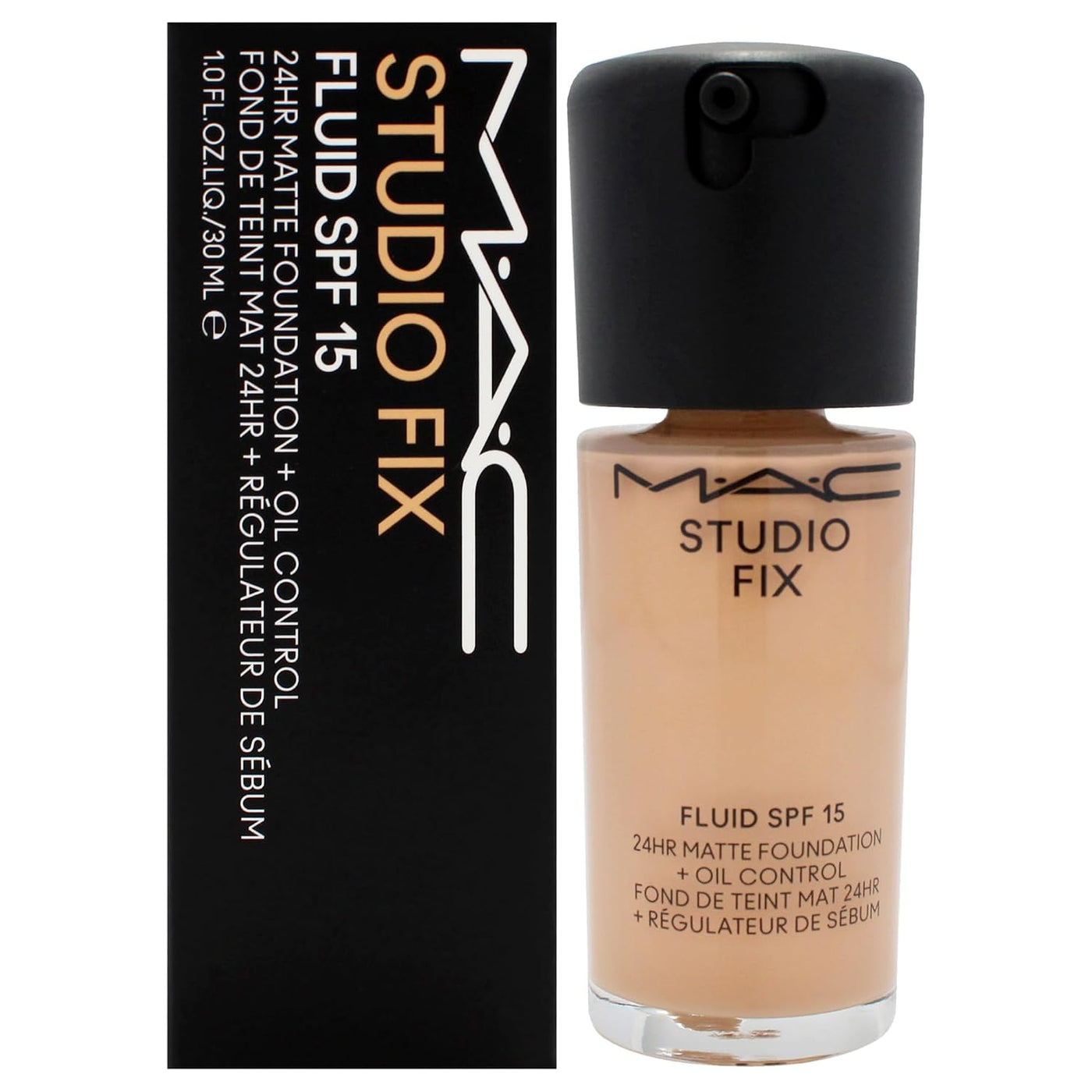Spacewallart MAC Studio Fix Fluid SPF 15 matte foundation in shade NC27, 1 oz bottle with pump for even skin tone