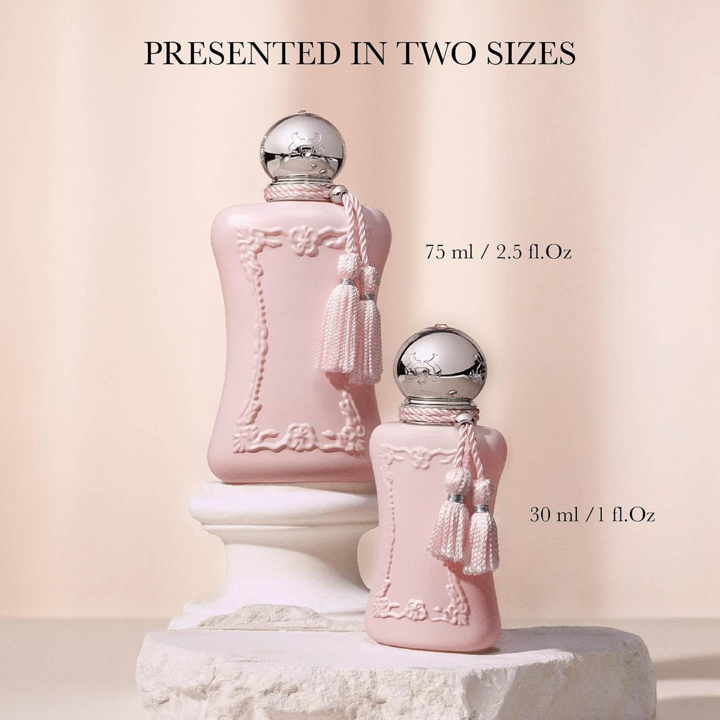 Parfums de Marly Delina floral parfum for women featuring a 75 ml bottle with elegant rose scent and luxurious packaging