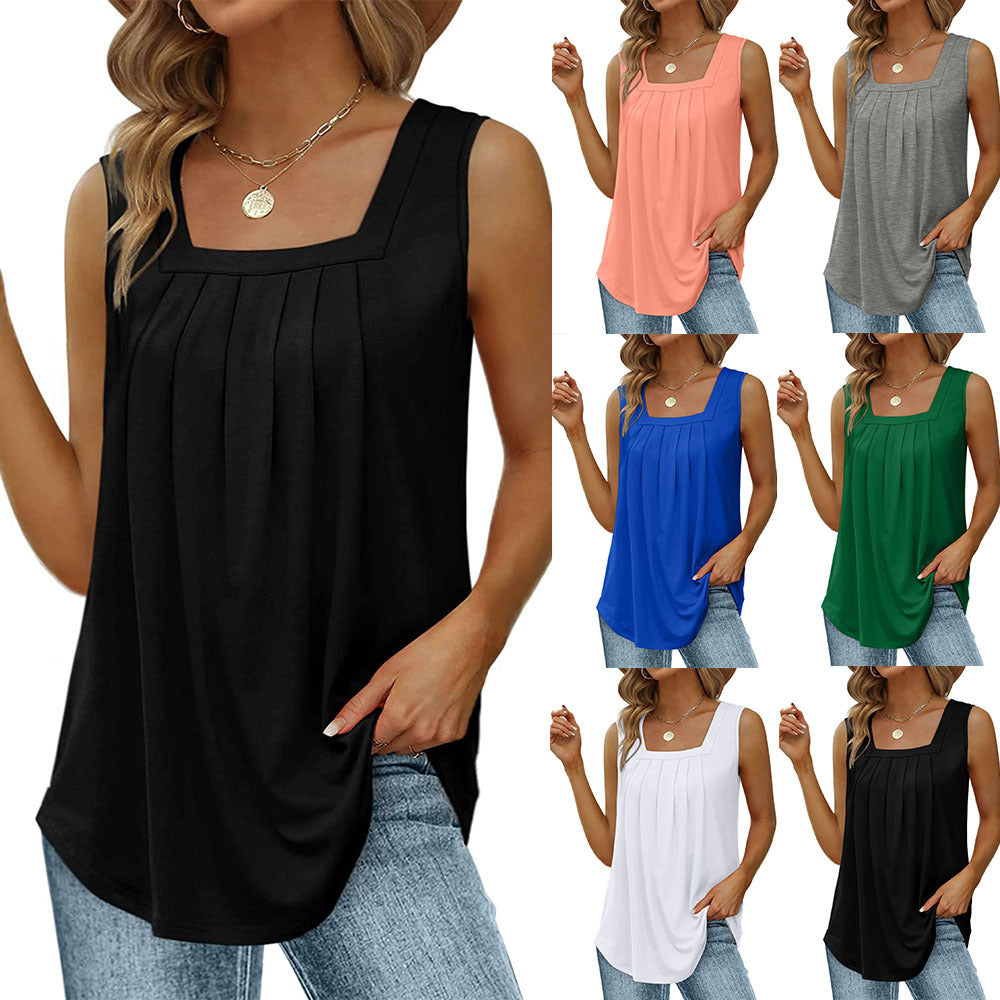Spacewallart summer tank top for women, casual sleeveless apparel in lightweight fabric with a relaxed fit.