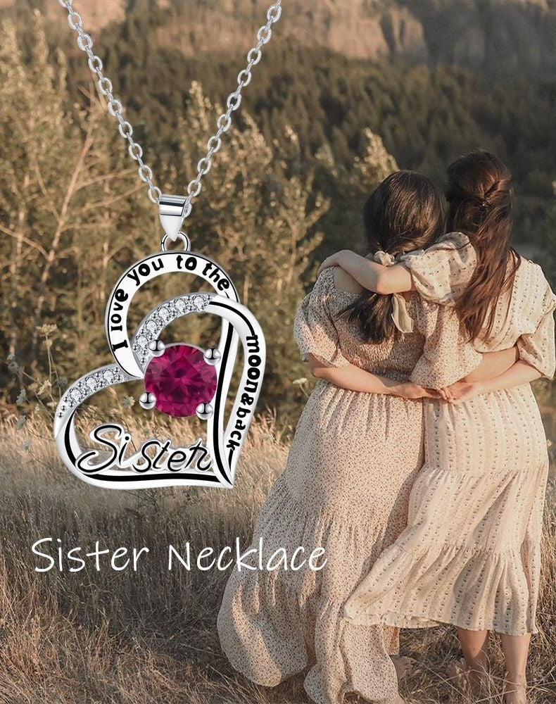 Silver sister necklace by Spacewallart featuring a delicate chain and pendant, perfect for accessories and gift-giving.