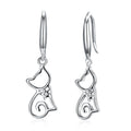 Sterling silver cat zircon earrings featuring sparkling cubic zirconia stones, designed as elegant jewelry accessories.