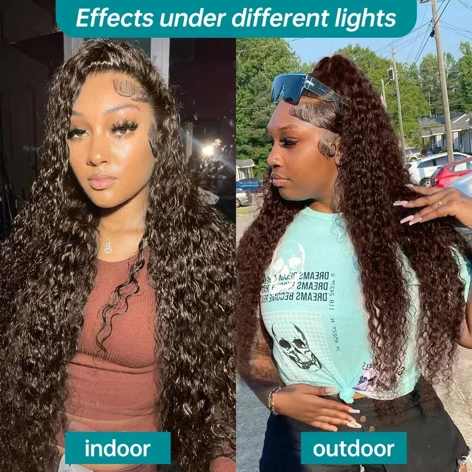Chocolate brown curly lace front wig by Spacewallart, showcasing voluminous, natural-looking curls and a lace front for a seamless hairline.