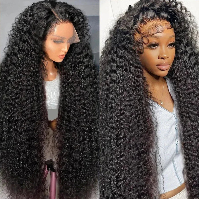 HD Deep Wave Curly Lace Front Hair Wig by Spacewallart featuring voluminous deep wave curls and a natural lace front for seamless wear.
