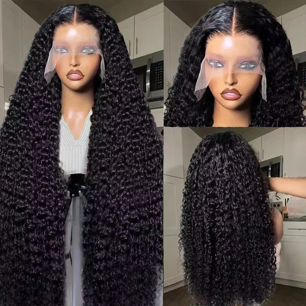 Deep Wave HD Lace Front Human Hair Wig by Spacewallart showcasing curly, natural-looking deep wave hair on a lace front wig.