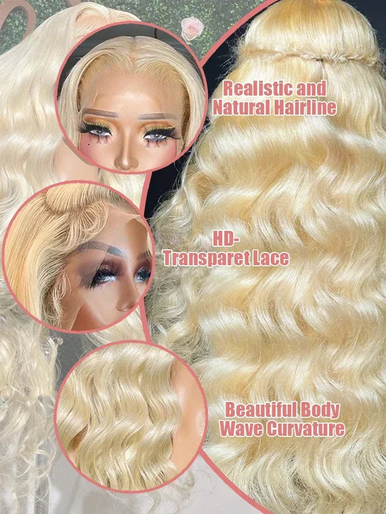 Honey blonde body wave curly wig by Spacewallart featuring soft, flowing waves and natural-looking curls for a stylish look.