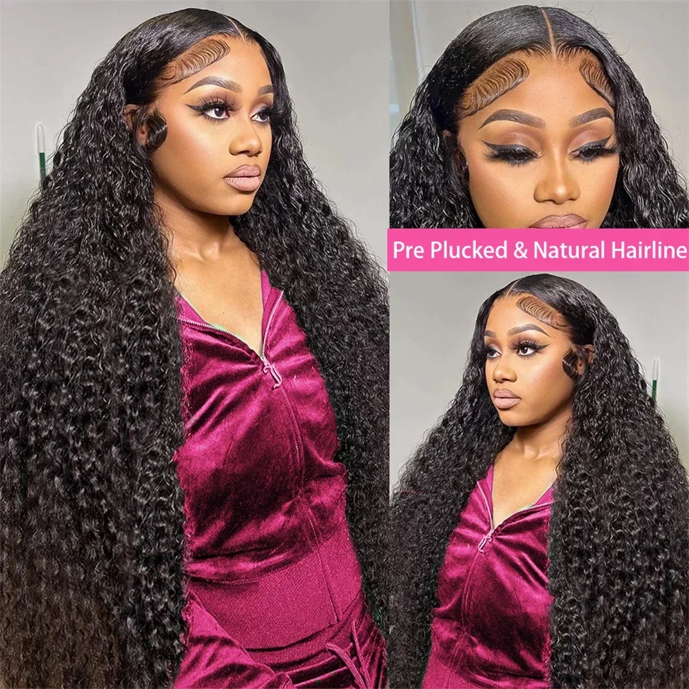 Pre plucked deep wave curly wig by Spacewallart featuring natural-looking hair with defined deep waves and a realistic hairline.