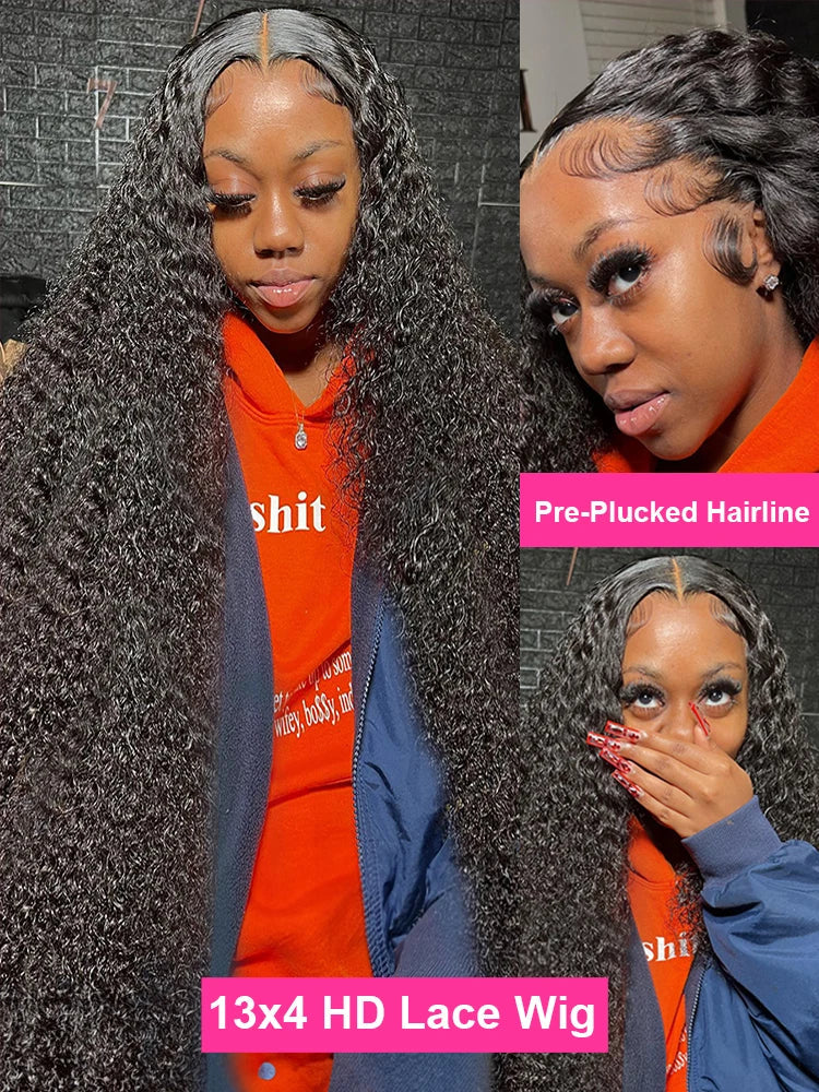 Spacewallart Water Wave Curly Lace Frontal Wig featuring natural water wave curls and lace front for a seamless fit.