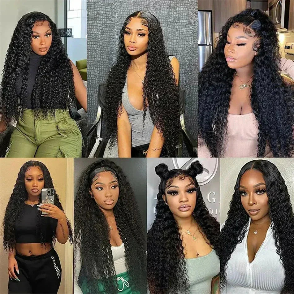 Curly HD lace closure glueless wig by Spacewallart featuring natural curly hair and seamless lace for a realistic look.