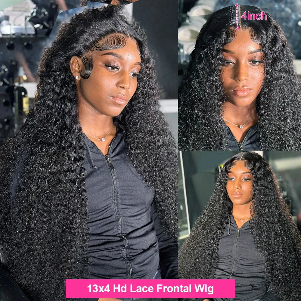 HD Deep Wave Curly Lace Front Hair Wig by Spacewallart, showcasing curly, deep wave texture and lace front design.