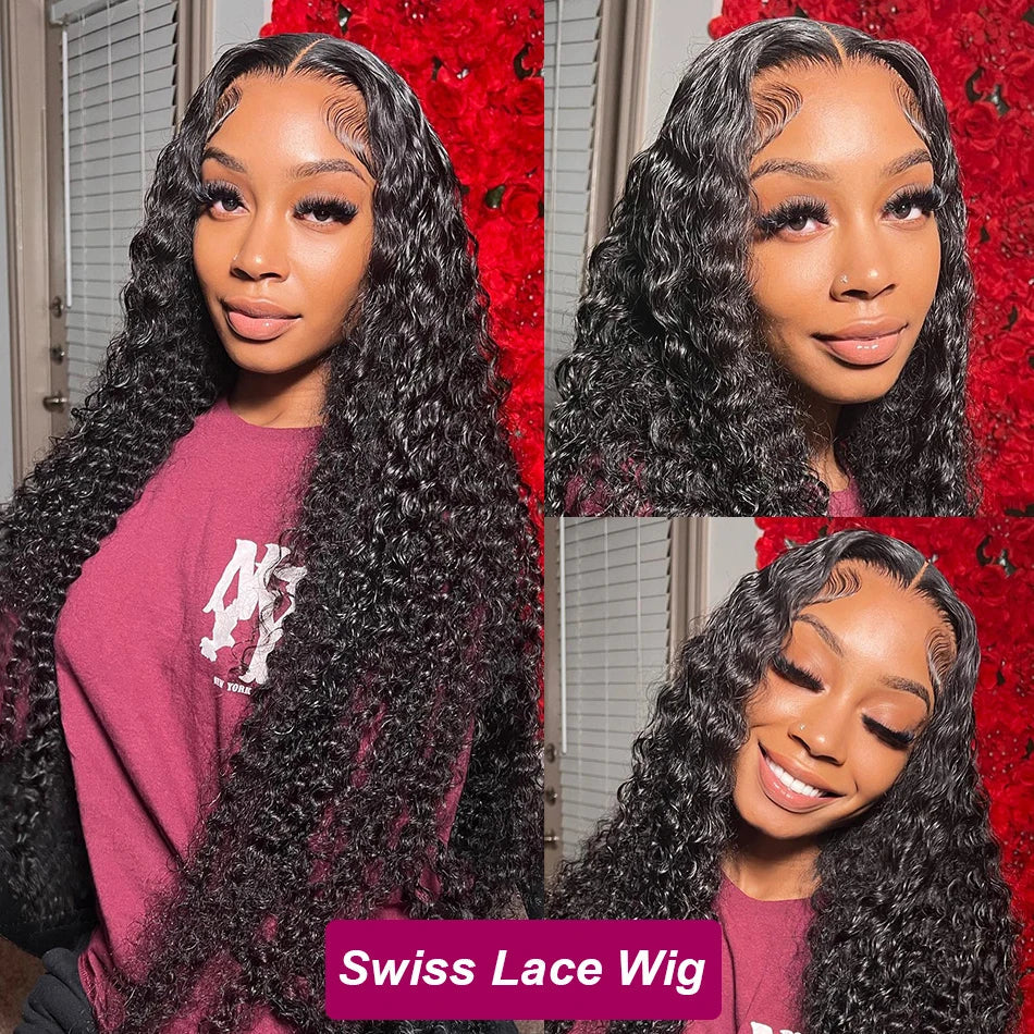 Deep wave frontal wig by Spacewallart, showcasing natural hair texture and lace frontal for a seamless, stylish look.