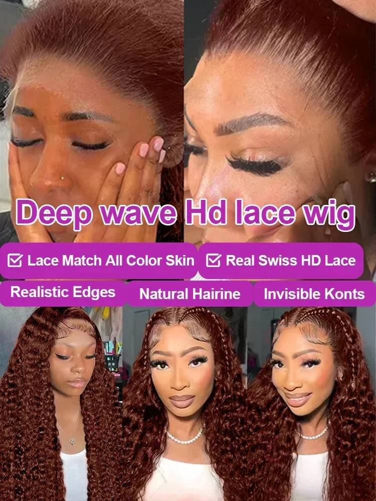 Chocolate brown HD lace frontal curly wig by Spacewallart, showcasing long, voluminous curly hair with natural lace detail.