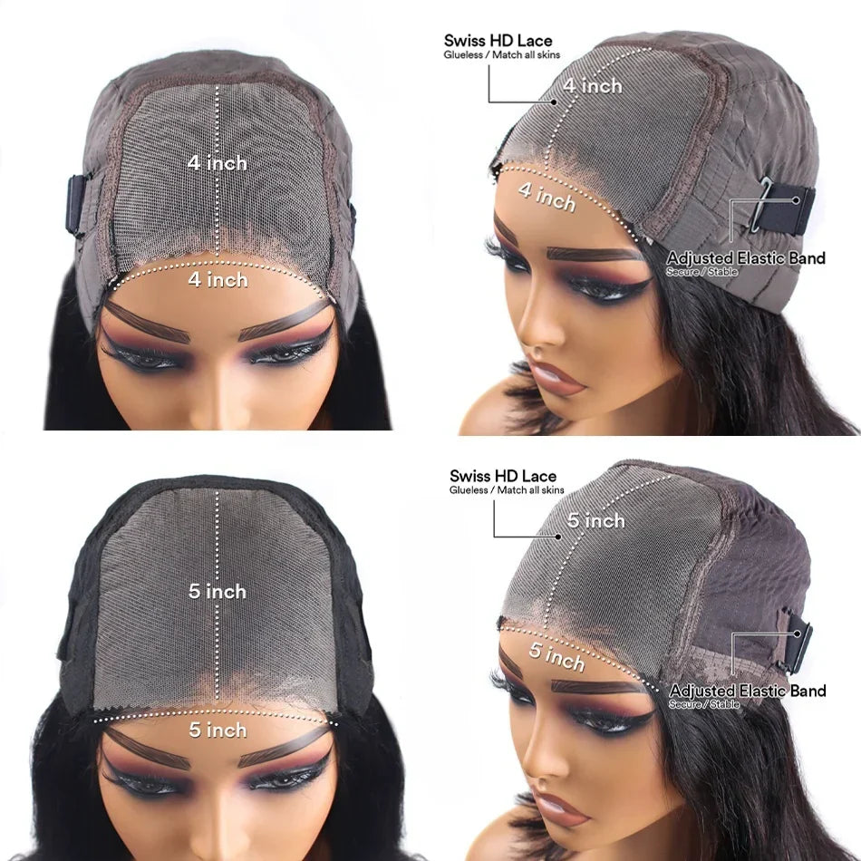 Spacewallart HD lace closure curly glueless wig showing natural curly hair texture and lace closure on a mannequin head.