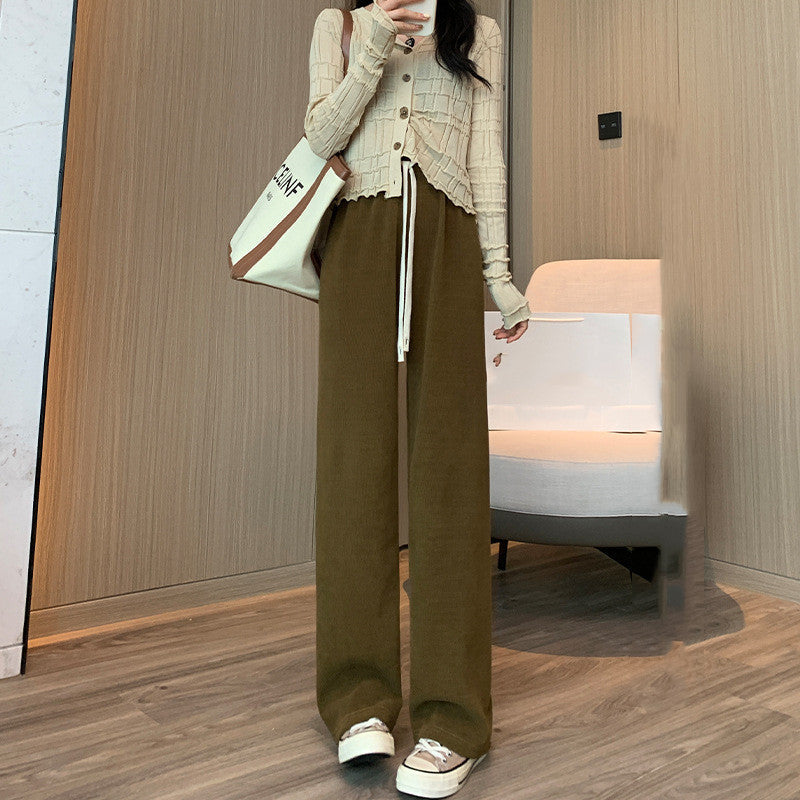 Makaron knitted wide-leg pants from Spacewallart, featuring a relaxed fit and textured fabric in a neutral tone.