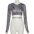 Striped print lace-up short top from Spacewallart featuring a stylish, fitted design and breathable fabric for casual wear.