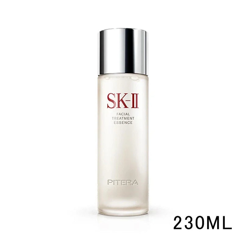 SK-II Facial Treatment Essence bottle with 230ml capacity, displayed on a clean surface, highlighting the brand’s iconic skincare product.