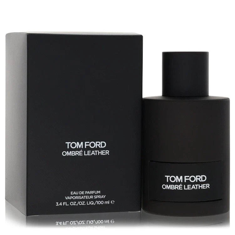 Tom Ford Ombré Leather Eau de Parfum bottle with sleek design, 3.4 oz, unisex fragrance, displayed on a neutral background.