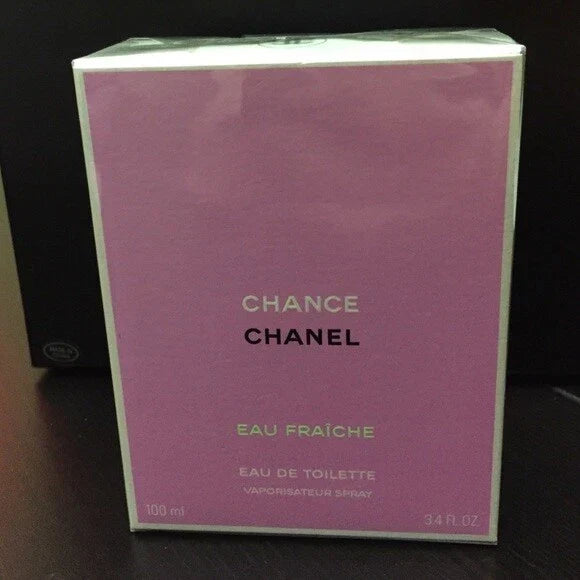 Chanel Chance Eau Fraîche Eau de Toilette for Women in 3.4 oz bottle, new and sealed, featuring a sleek design and elegant packaging.