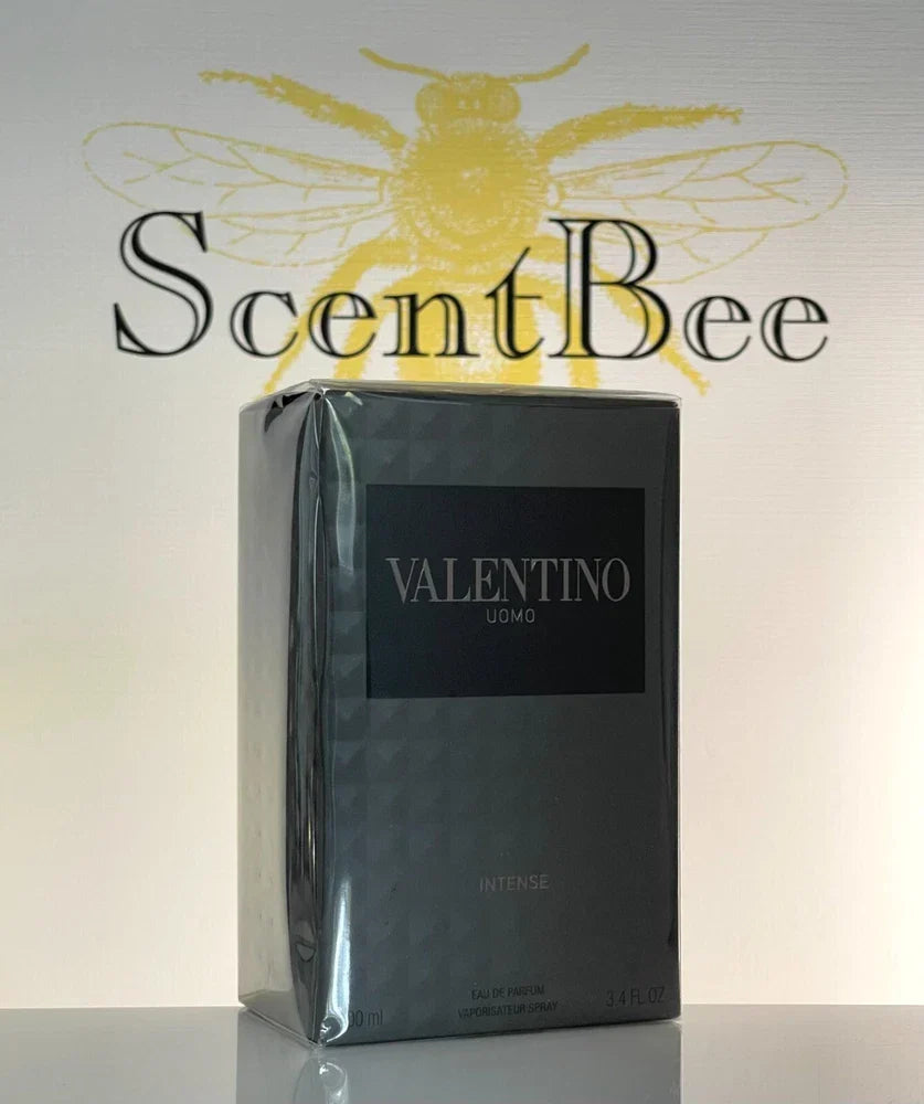Valentino Uomo Intense Eau de Parfum for Men 3.4 oz bottle with sealed cap, featuring sleek packaging and elegant design.
