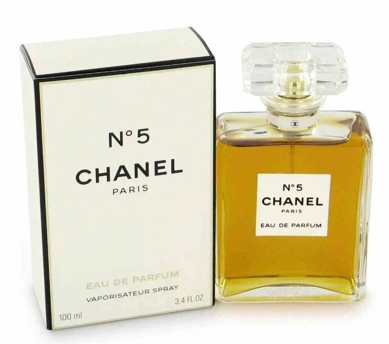 Chanel No. 5 Eau de Parfum for Women 3.4 oz bottle with elegant design, authentic fragrance, and classic floral scent.