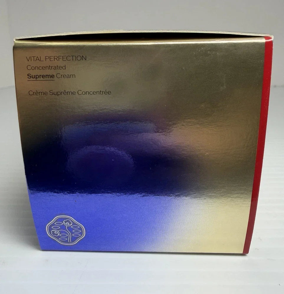 Shiseido Vital Perfection Supreme Cream in 1.7 oz jar, luxurious beauty cream for youthful skin, with elegant packaging and branding.