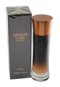Sealed Giorgio Armani Code Parfum for Men, 3.7 oz, featuring elegant bottle design and luxurious fragrance presentation.