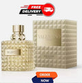 Valentino Born In Roma The Gold Donna Eau de Parfum bottle, 3.4 oz, with gold accents, sealed and new in original packaging.