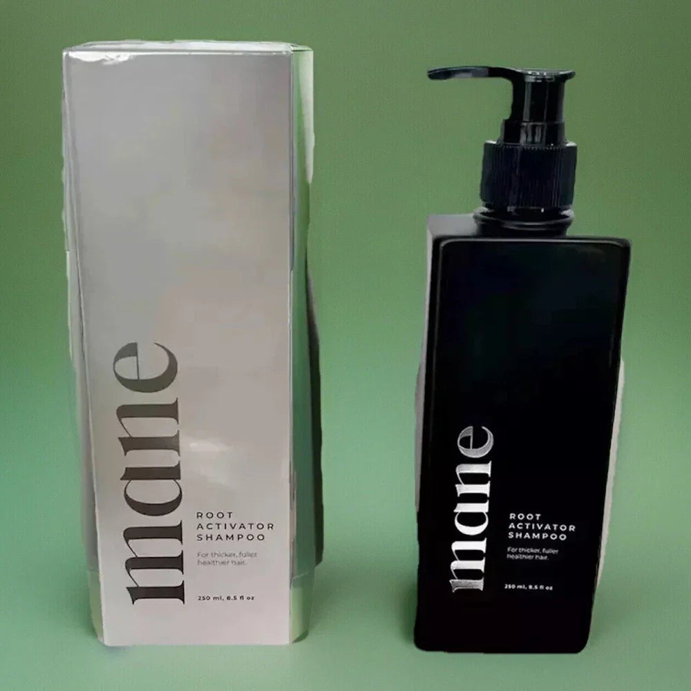 Spacewallart Mane Root Activator Shampoo in large size, sealed bottle with fresh expiration date, designed to promote hair growth and volume.