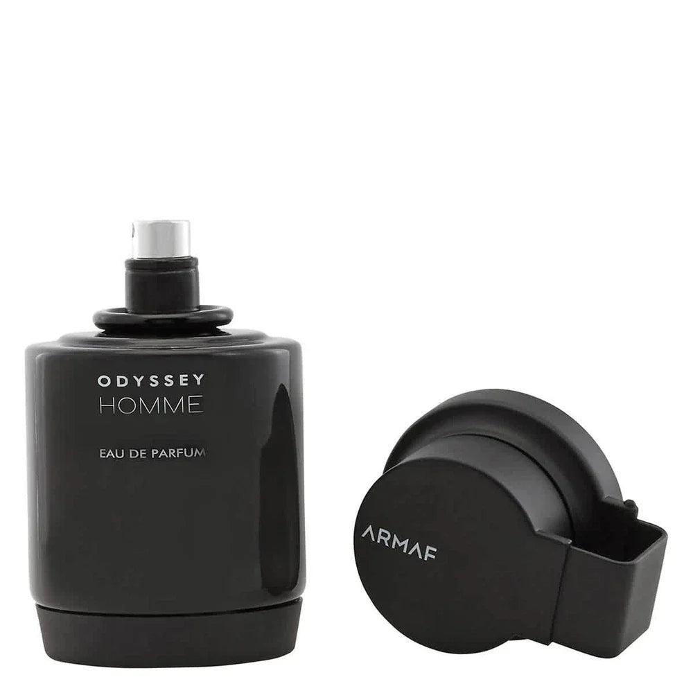 Armaf Odyssey Homme Eau de Parfum for Men in 3.4 oz bottle, featuring sleek packaging and the fragrance bottle with a modern design.