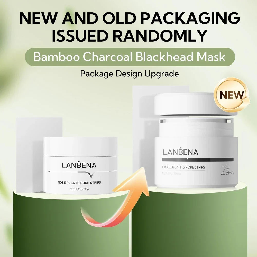 LANBENA 2.0 nose pore strips with salicylic acid, deep blackhead remover mask, designed for clearer skin and pore cleansing.