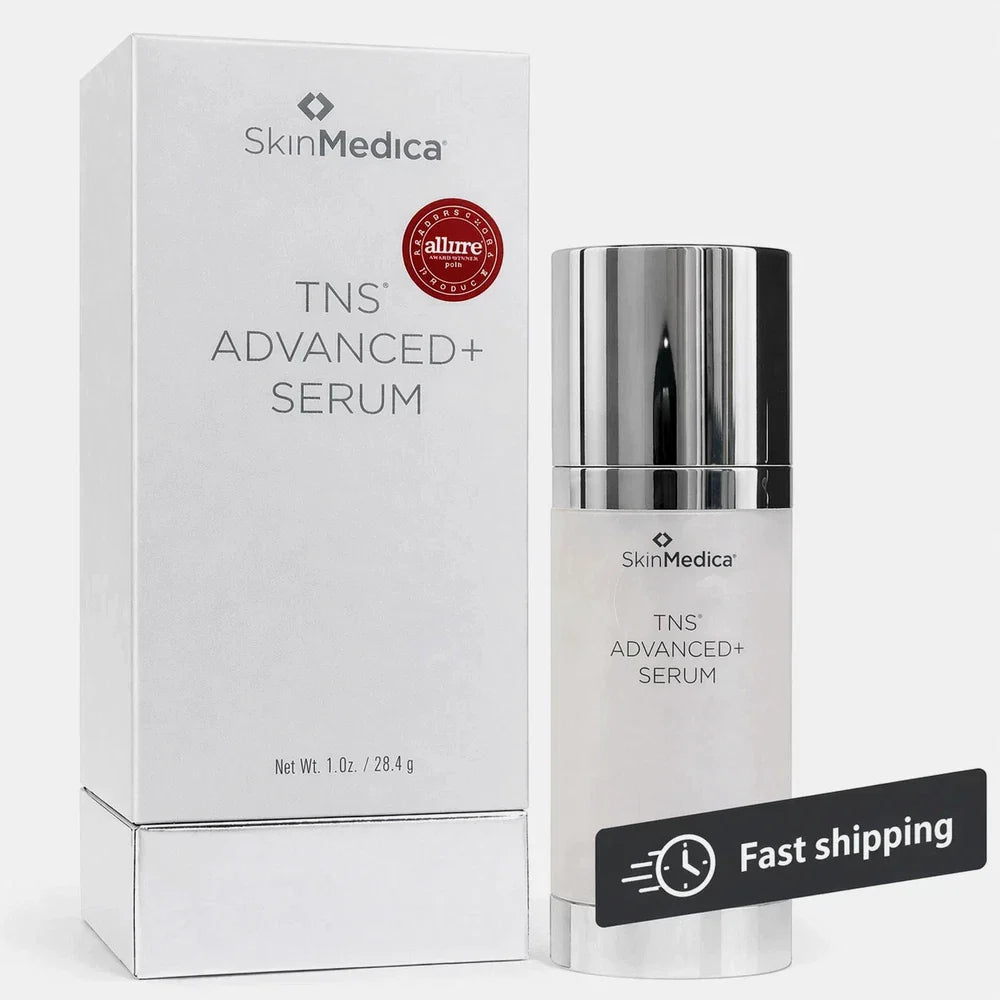 Spacewallart SkinMedica TNS Advanced+ Serum anti-aging face serum in 1 oz sealed bottle, featuring a sleek, modern design.