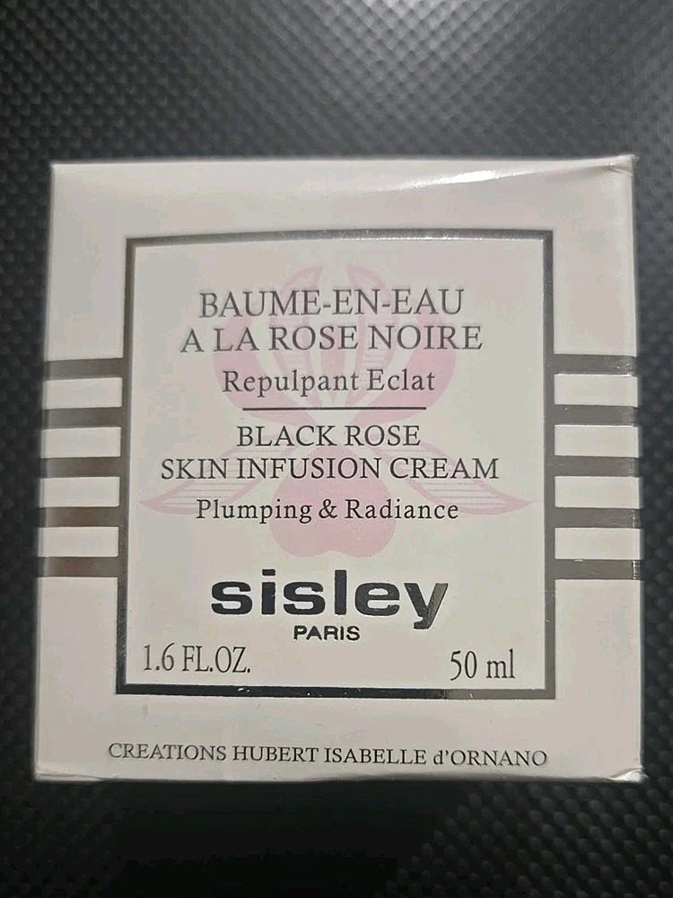 Sisley Black Rose Skin Infusion Cream jar showing the luxurious black rose-infused skincare product for radiant, plumping skin.