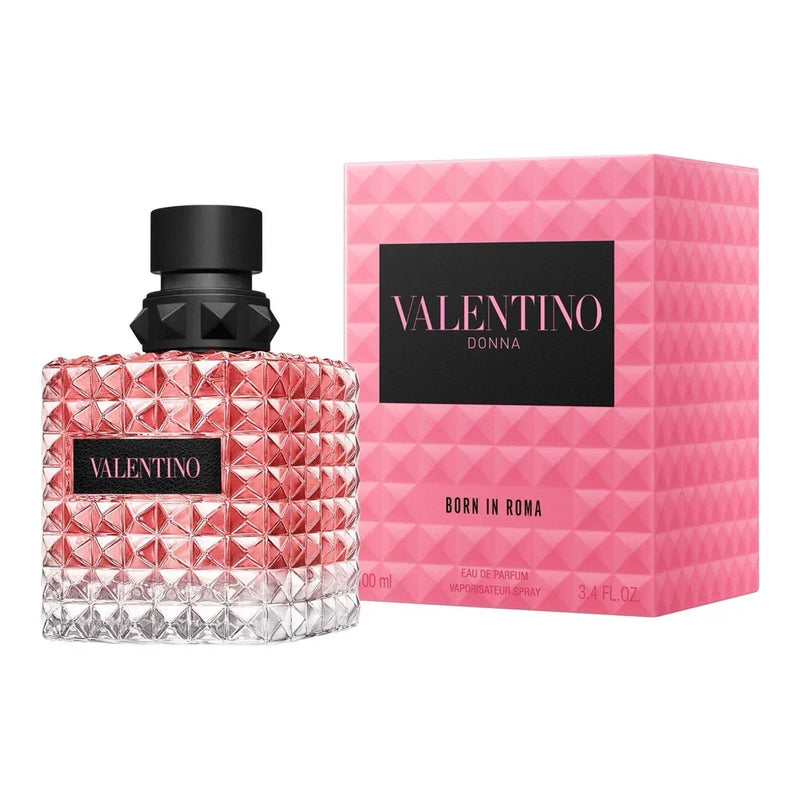 Valentino Donna Born In Rome Eau de Parfum for Women in 3.4 oz bottle, elegant fragrance with a sleek perfume bottle design