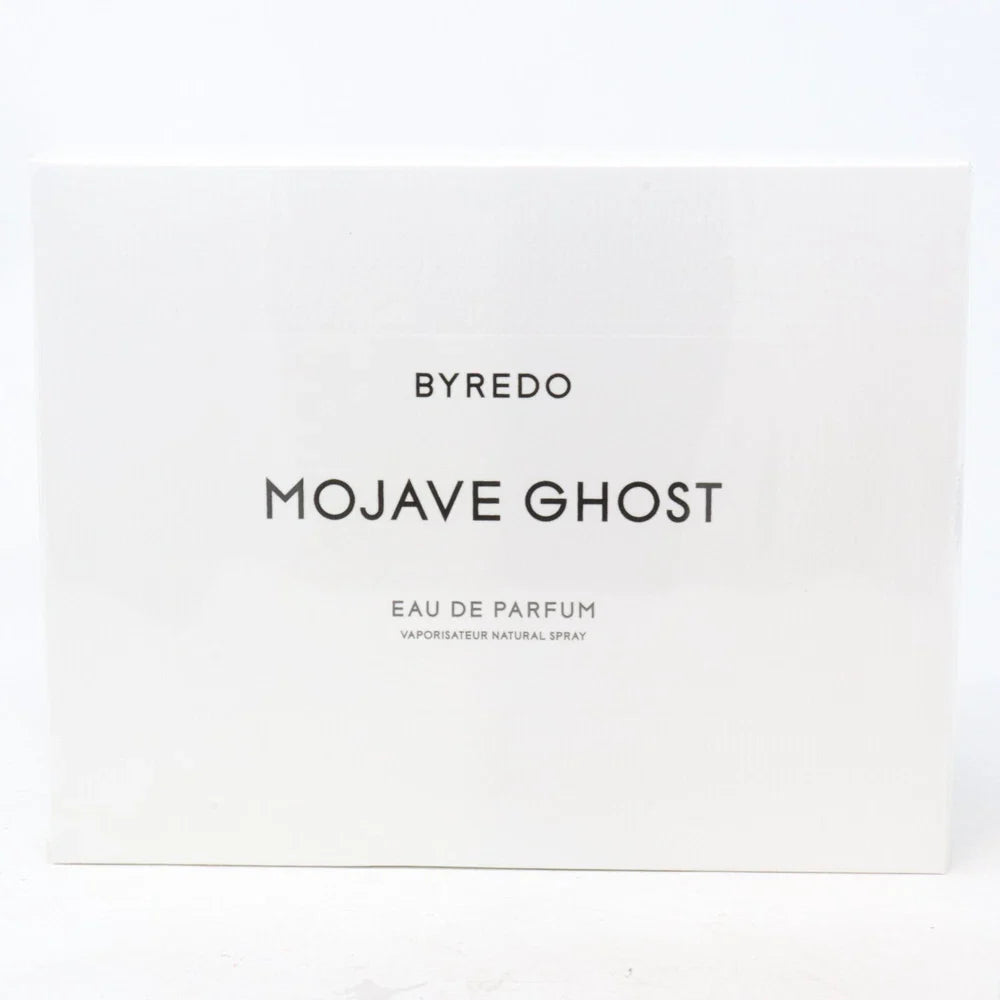 Byredo Mojave Ghost unisex Eau de Parfum spray bottle, 3.3 oz, with minimalist design and transparent glass packaging.
