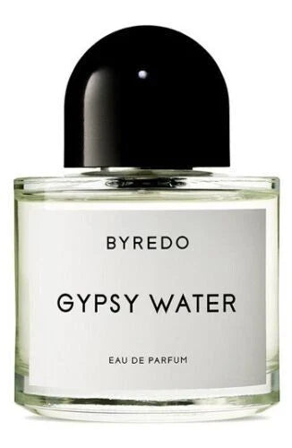 Byredo Gypsy Water unisex Eau de Parfum spray bottle, 3.3 oz, with elegant packaging and clear glass design.
