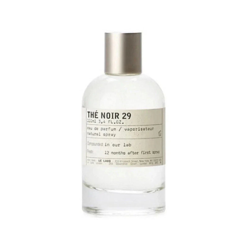 Le Labo Thé Noir 29 Eau de Parfum by Spacewallart, 3.4 oz bottle, sealed and new in box, showcasing the elegant fragrance packaging
