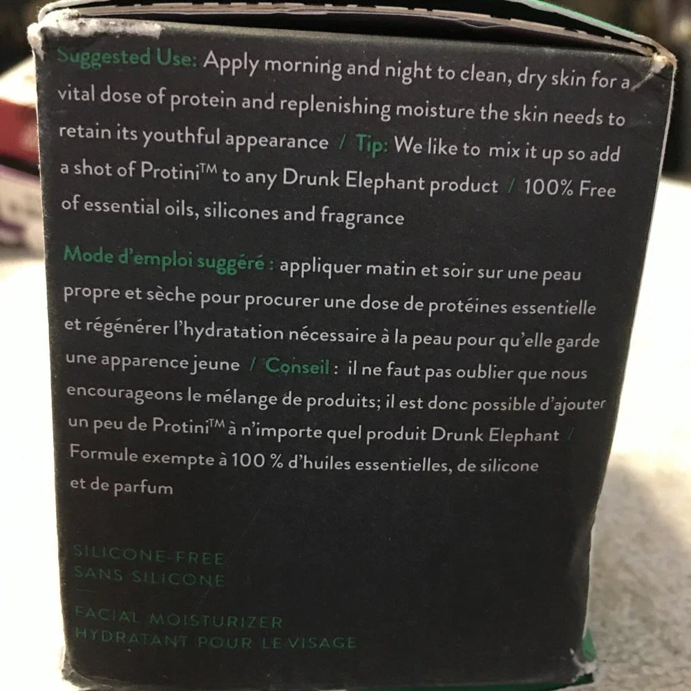 Drunk Elephant Protini Polypeptide Moisturizing Cream in a 1.69 oz jar, featuring a sleek design and creamy texture.