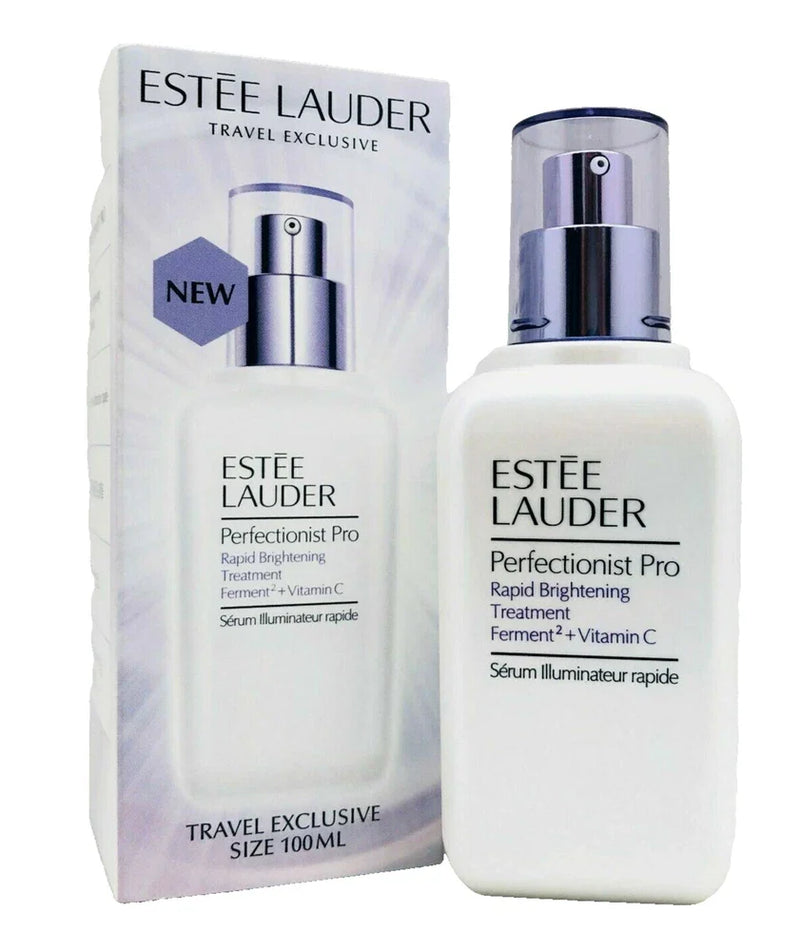 Estée Lauder Perfectionist Pro Rapid Brightening Treatment with Vitamin C in 3.4 oz bottle, designed for skin radiance.