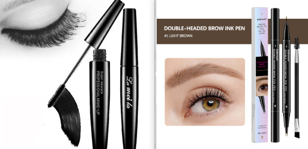 Close-up of Spacewallart Thick Waterproof Mascara wand showcasing thick, volumizing formula on black bristles.