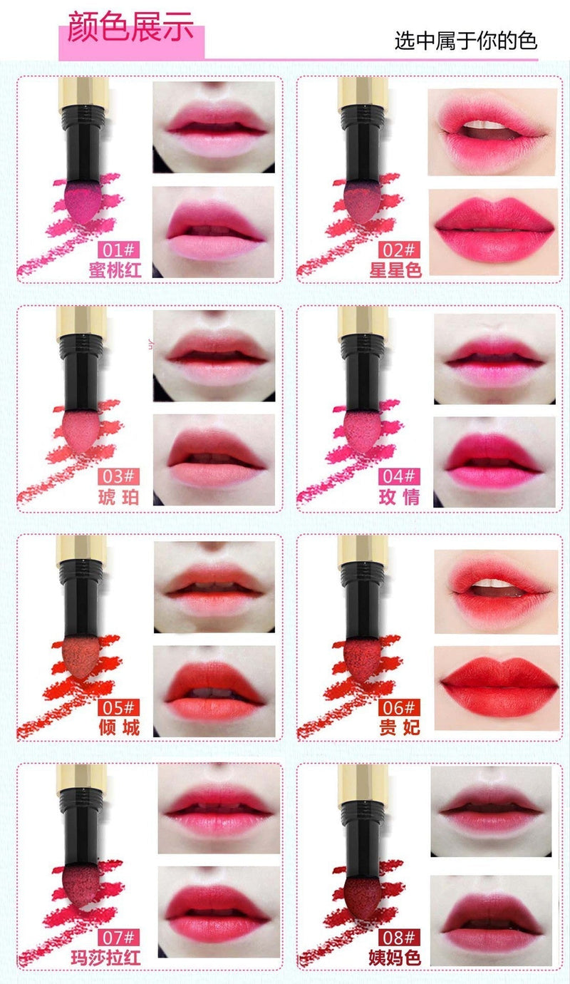 Spacewallart Powder Matte Lipstick in a sleek tube with a deep red shade, showcasing its smooth, matte finish.