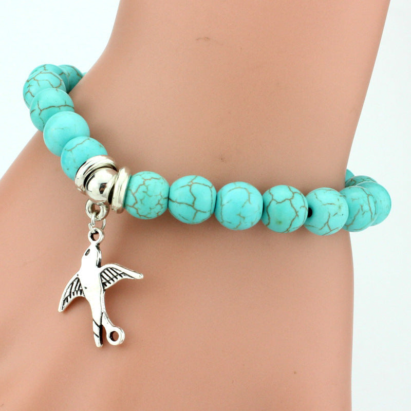 Vintage turquoise bracelets by Spacewallart featuring beaded accessories with vibrant turquoise stones and intricate designs.