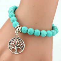 Vintage turquoise bracelet from Spacewallart featuring vibrant turquoise beads and silver accents, styled as a boho accessories piece.