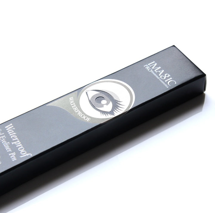 Black waterproof eyeliner pen pencil from Spacewallart, showing a sleek, precise beauty makeup tool on a white background.